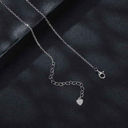 925 Sterling Silver Moissanite Necklace with Pavé Setting, 1 Carat, 400mm Length for Women