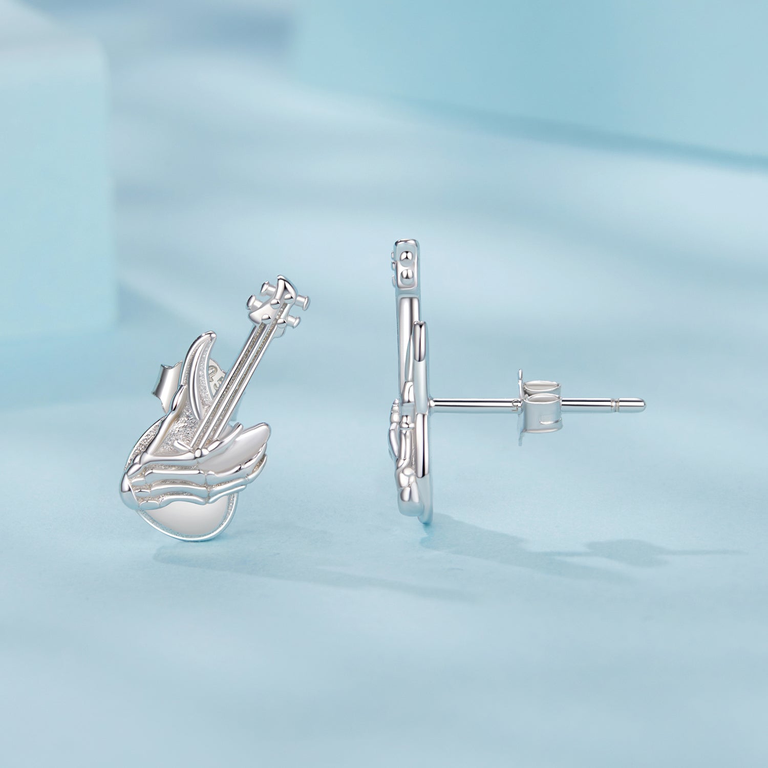 925 Sterling Silver Earrings for Women with White Gold Plating, Size 1.5x0.6cm  DestGlow