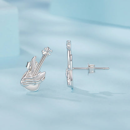 925 Sterling Silver Earrings for Women with White Gold Plating, Size 1.5x0.6cm  DestGlow