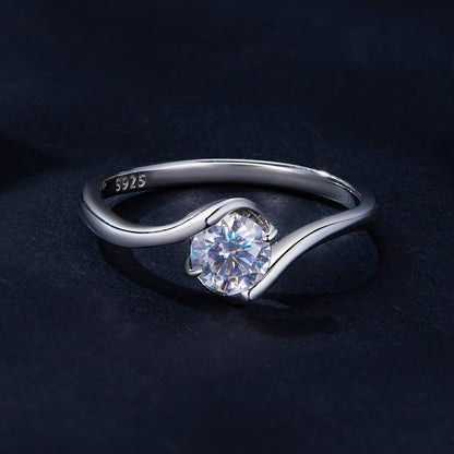 925 Sterling Silver 5mm Moissanite Ring for Women