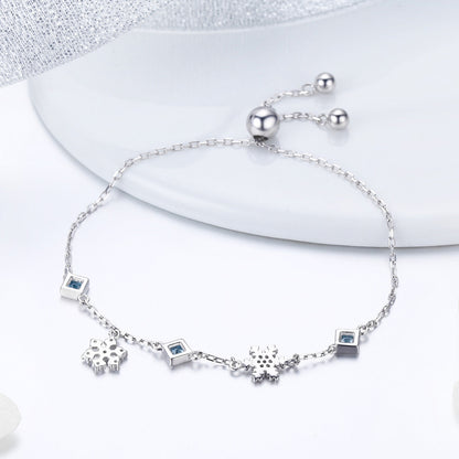 925 Sterling Silver Adjustable Bracelet for Women - 22cm  DestGlow