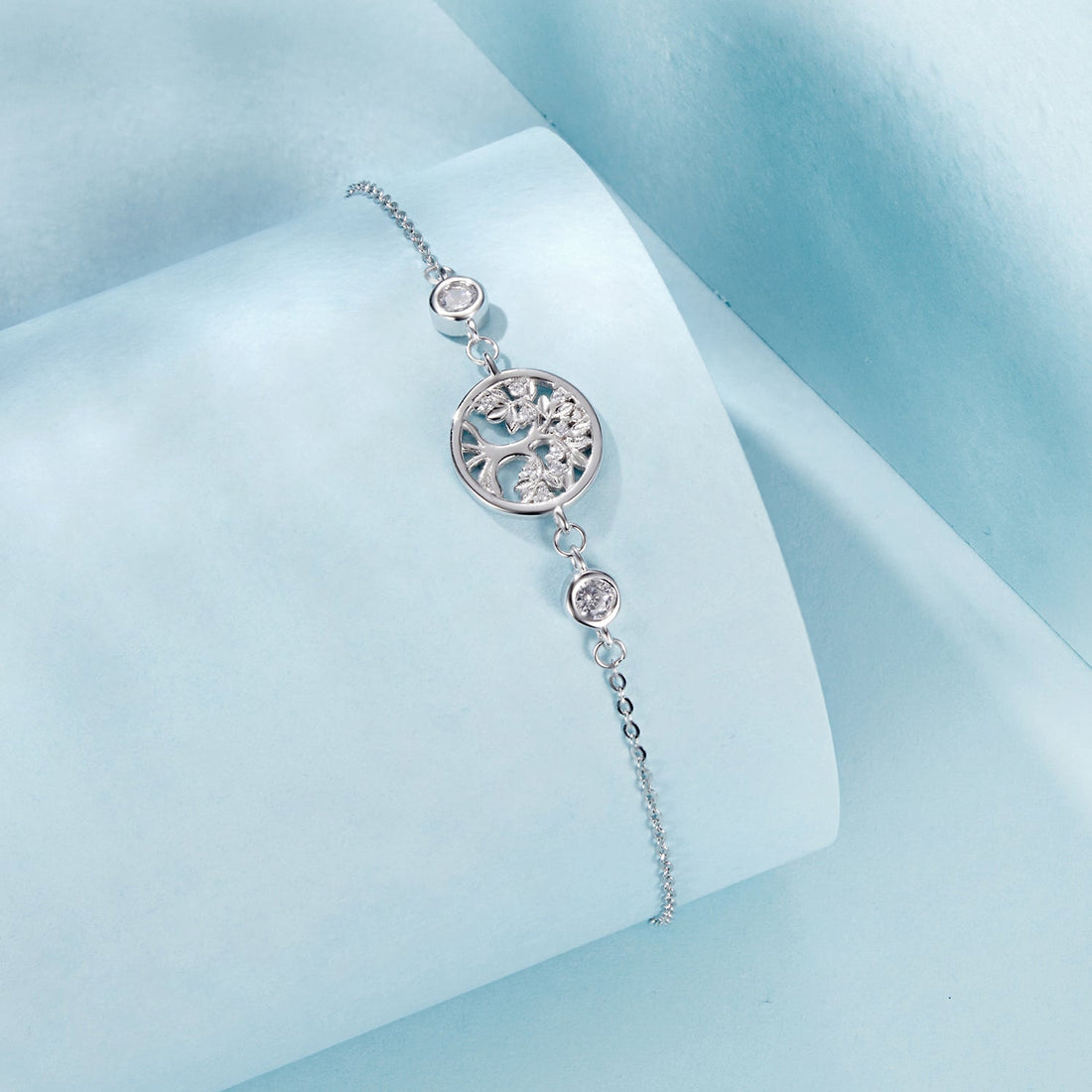 925 Sterling Silver White Gold Plated Bracelet with CZ Pendant  DestGlow