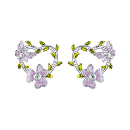 925 Sterling Silver Enamel CZ Plated Earrings