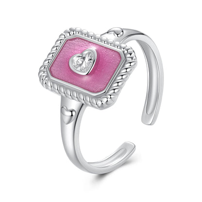 925 Sterling Silver Enamel Pavé Setting CZ Pendant 1.3x1.0cm for Women  DestGlow