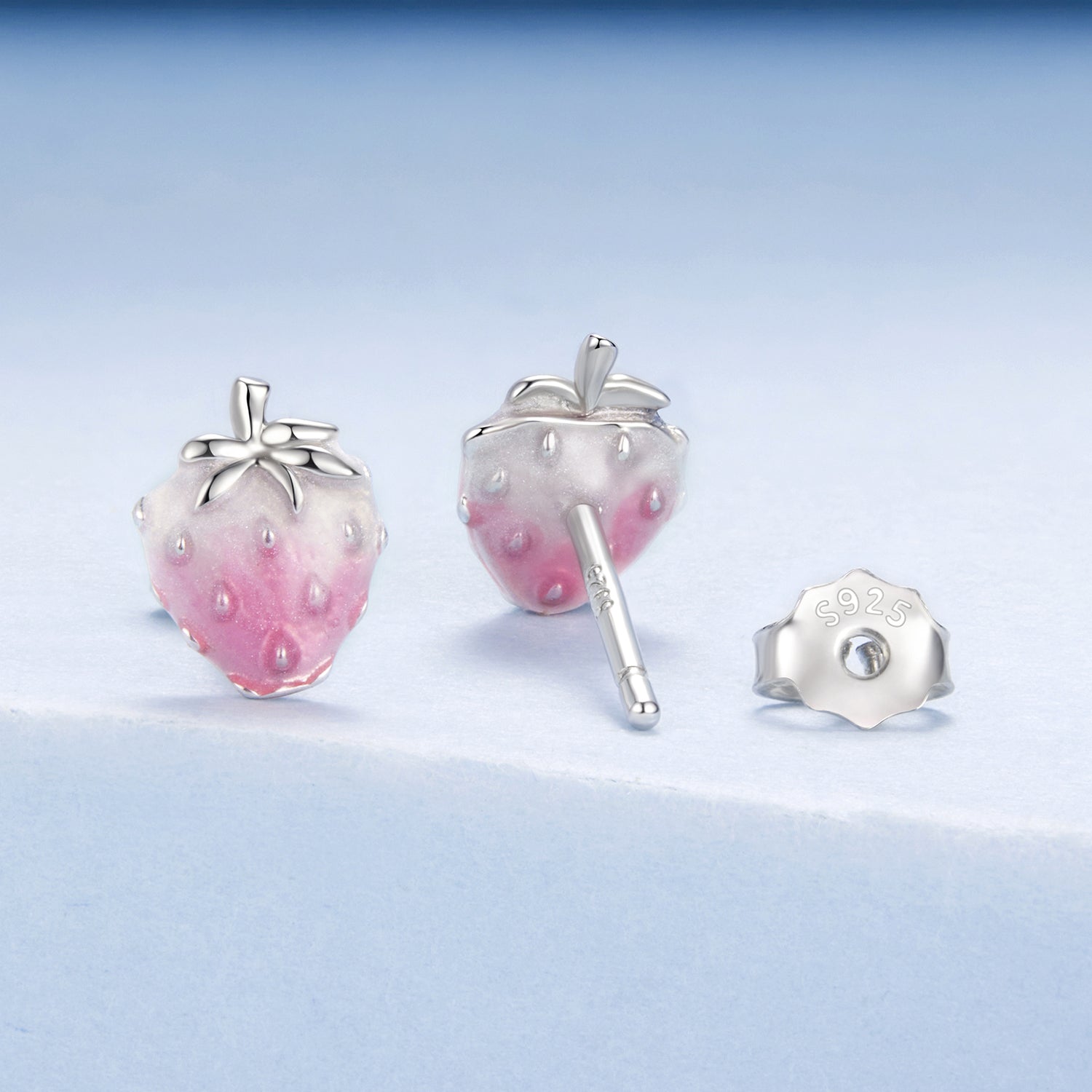 925 Sterling Silver White Gold Plated Enamel Earrings  DestGlow