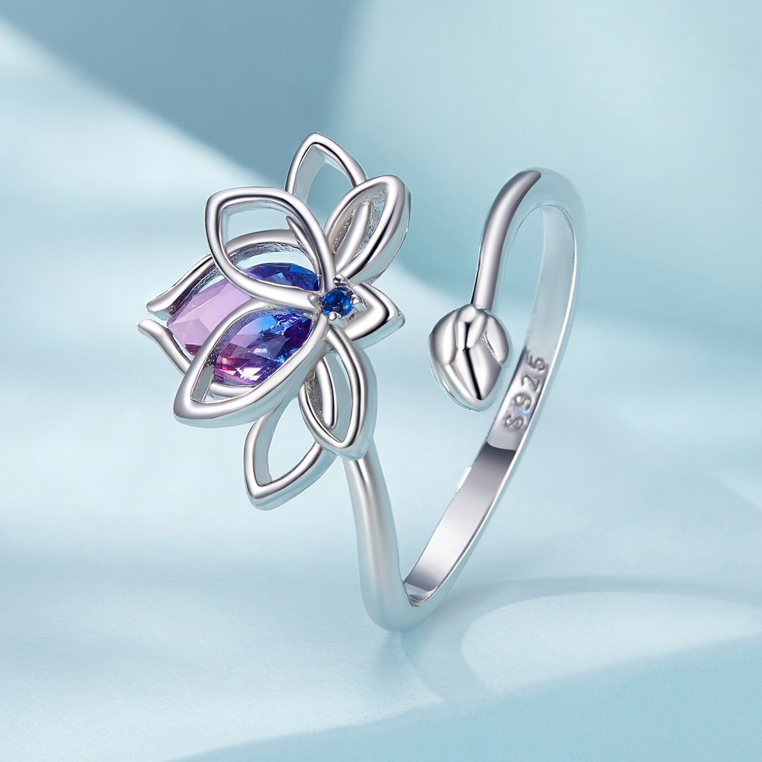 925 Sterling Silver Pavé Setting CZ &amp; Synthetic Tourmaline Ring for Women  DestGlow