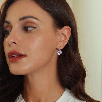 925 Sterling Silver Enamel White Gold Plated Earrings Size 20*14mm  DestGlow