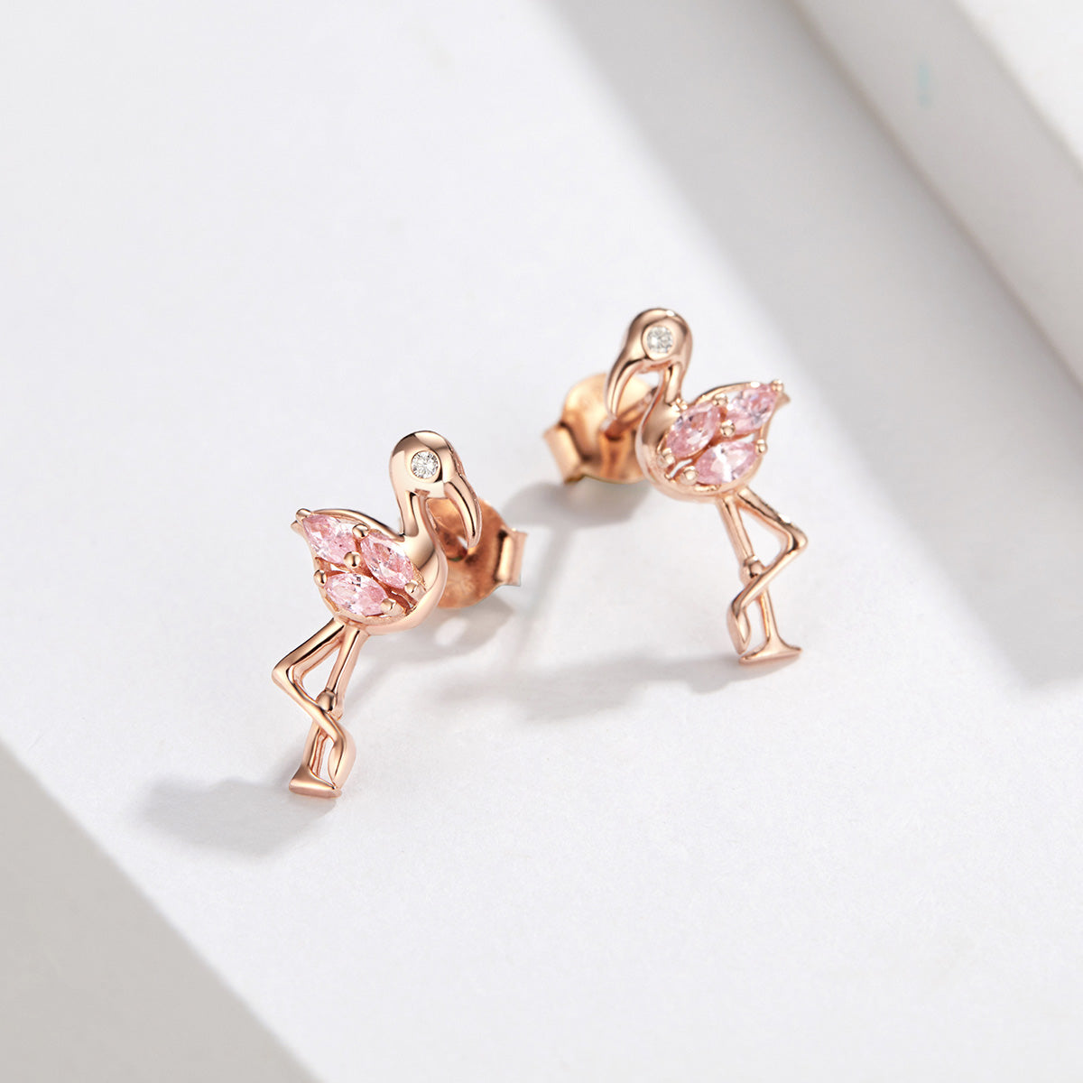 925 Sterling Silver 1.5x0.7cm Plated Rose Gold CZ Earrings for Women  DestGlow