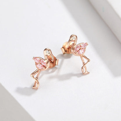 925 Sterling Silver 1.5x0.7cm Plated Rose Gold CZ Earrings for Women  DestGlow
