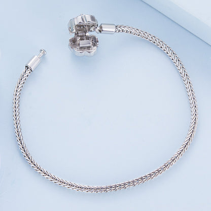 925 Sterling Silver Bracelet with Pavé Setting CZ, 17cm for Women  DestGlow