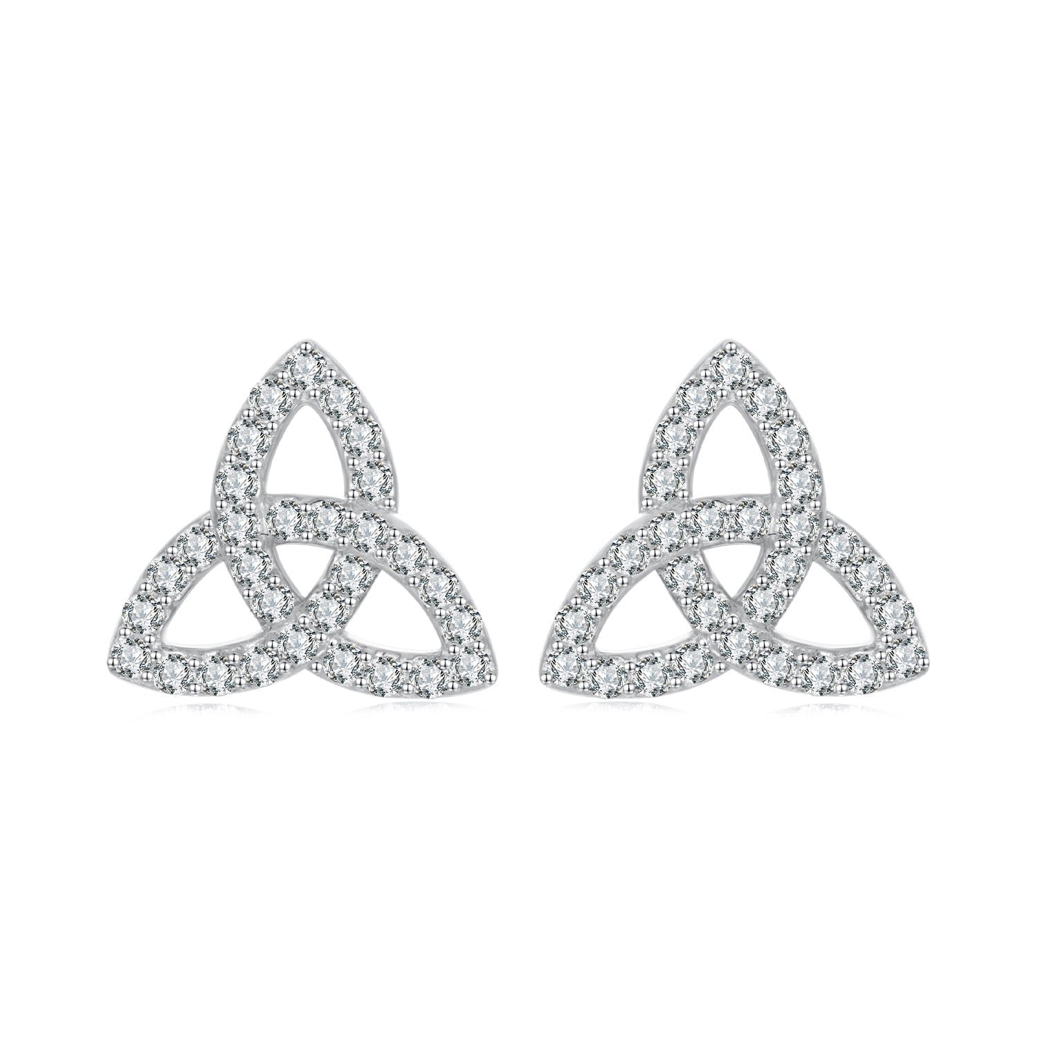 925 Sterling Silver White Gold Plated Pavé CZ Earrings