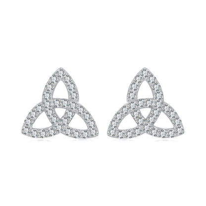 925 Sterling Silver White Gold Plated Pavé CZ Earrings