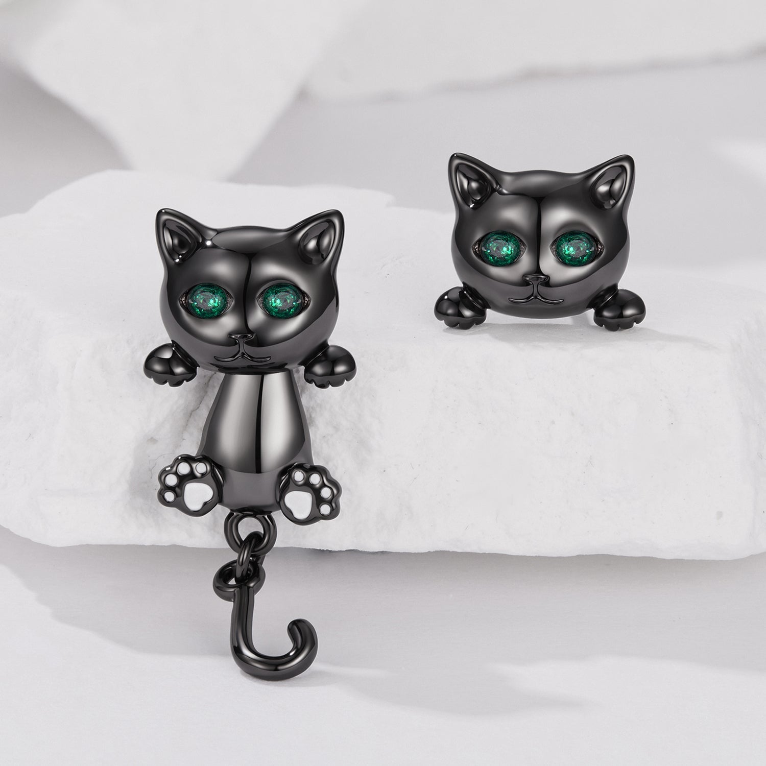 Brass &amp; S925 Silver Earrings | 2.8*1.1cm | White Gold Plated with Pavé Setting CZ for Women