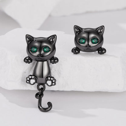 Brass &amp; S925 Silver Earrings | 2.8*1.1cm | White Gold Plated with Pavé Setting CZ for Women
