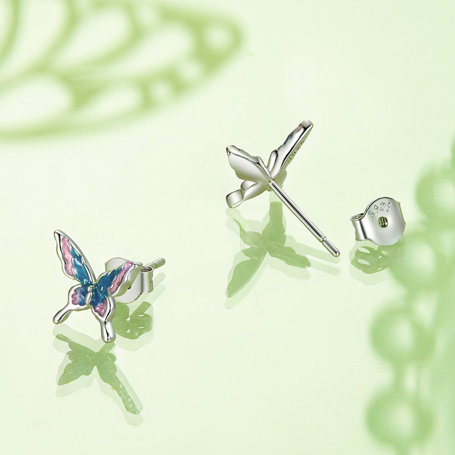 925 Sterling Silver White Gold Plated Enamel Earrings 9x10mm for Women  DestGlow