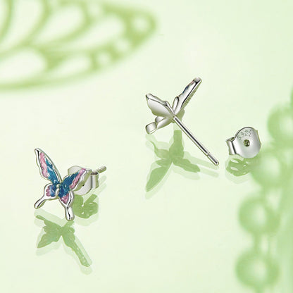 925 Sterling Silver White Gold Plated Enamel Earrings 9x10mm for Women  DestGlow