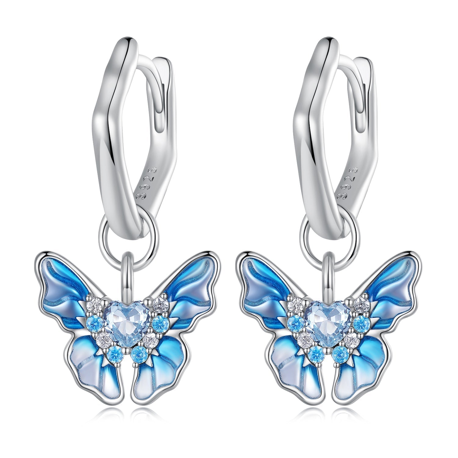 925 Sterling Silver Enamel Pavé Setting CZ Earrings for Women