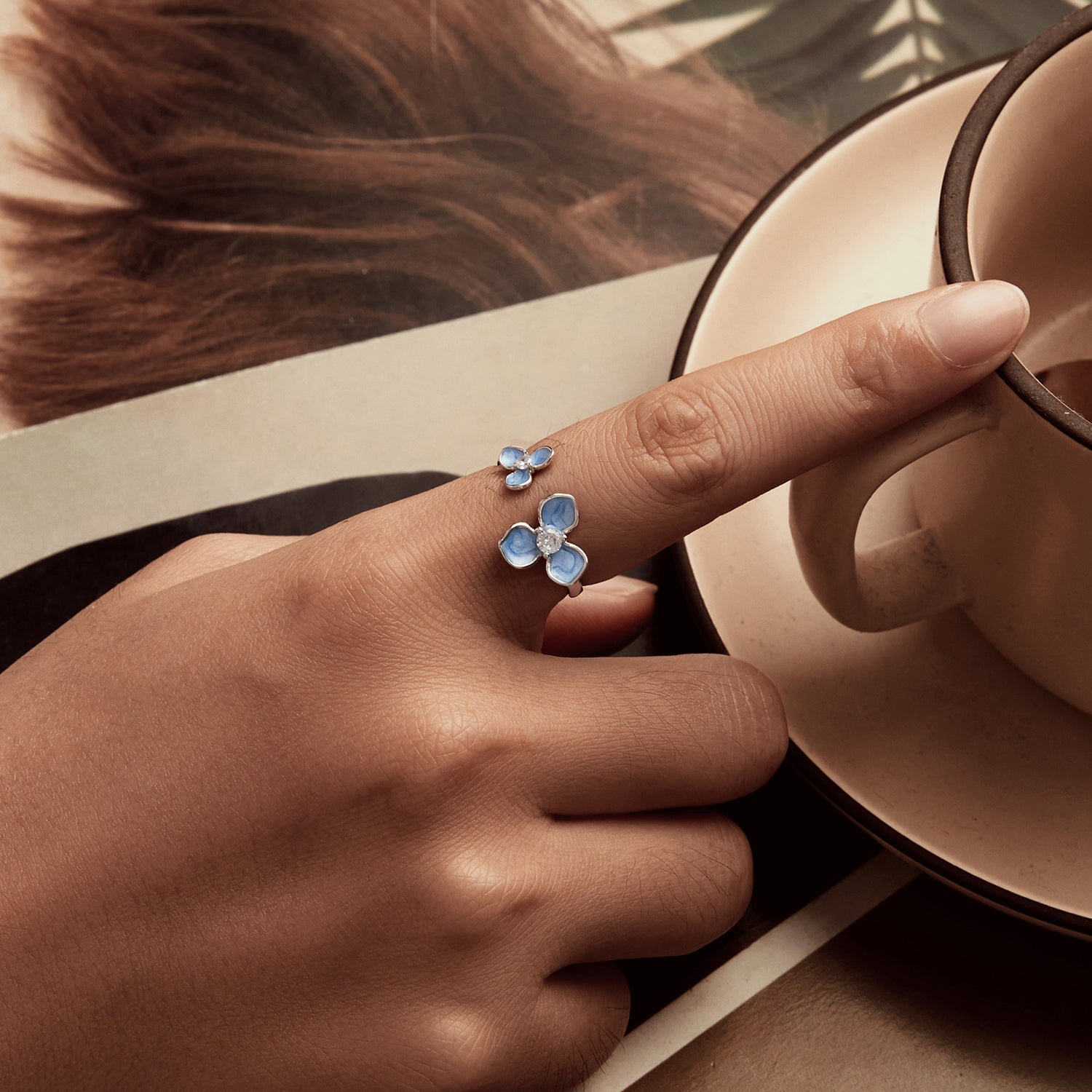 925 Sterling Silver Ring with Enamel Process and Pavé CZ - Stylish &amp; Elegant Design for Women  DestGlow