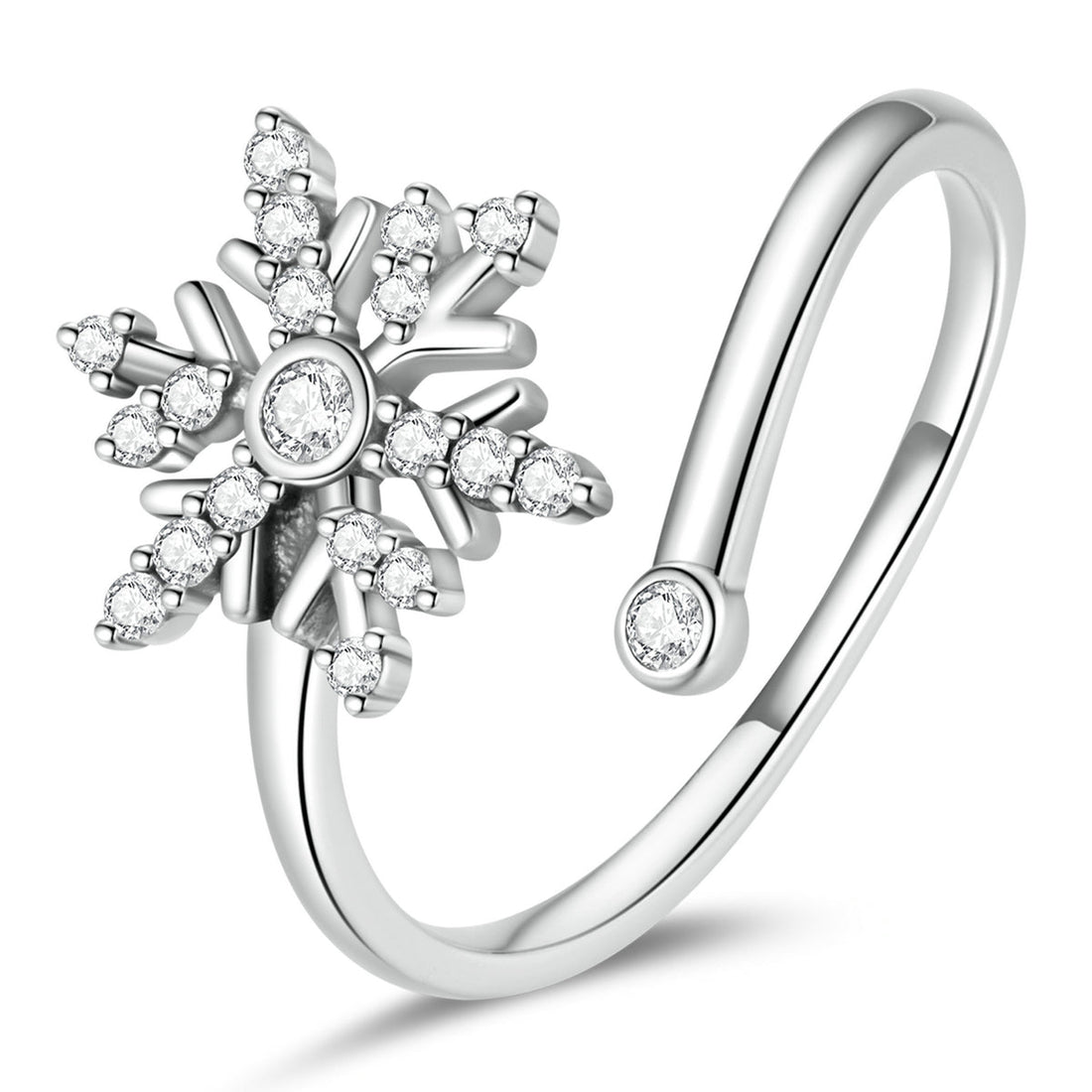 925 Sterling Silver Snowflake Ring with Pavé Setting CZ and Oxidized Finish for Women  DestGlow