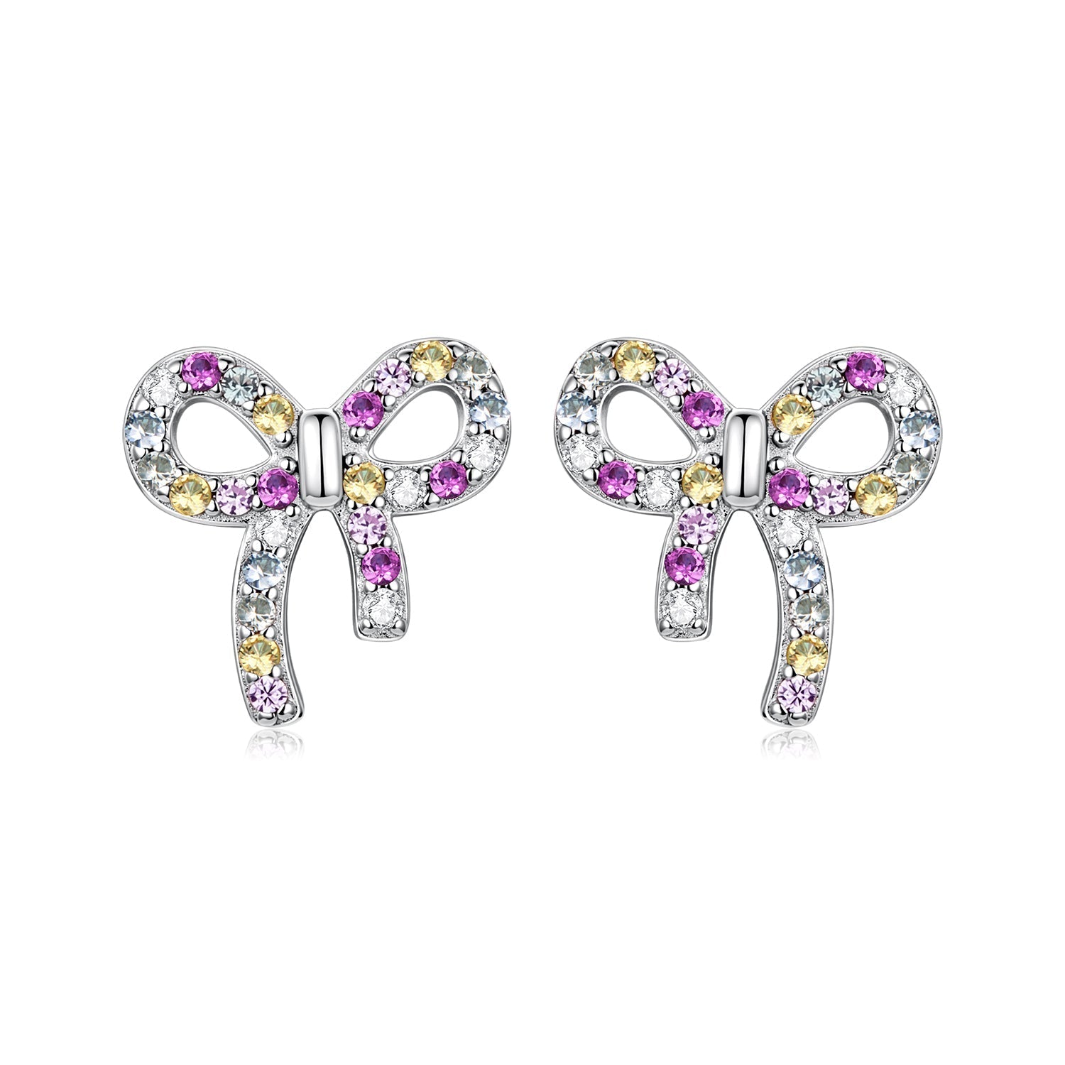 925 Sterling Silver White Gold Plated Pavé Setting CZ Earrings 1.0cm for Women