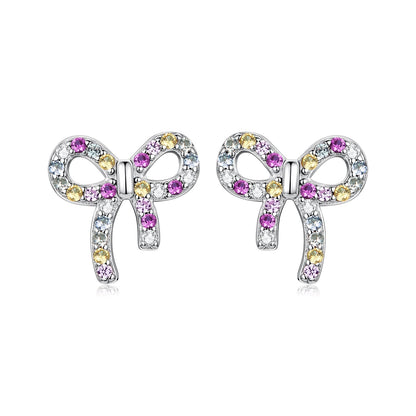 925 Sterling Silver White Gold Plated Pavé Setting CZ Earrings 1.0cm for Women