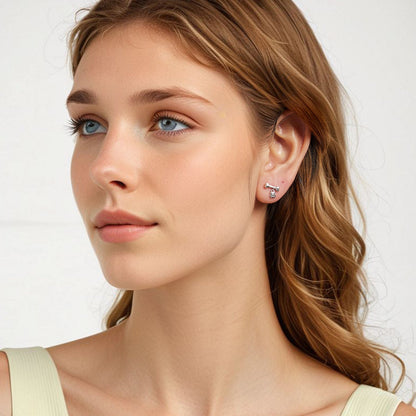 925 Sterling Silver Earrings with Pavé Setting CZ in Oxidized Silver  DestGlow