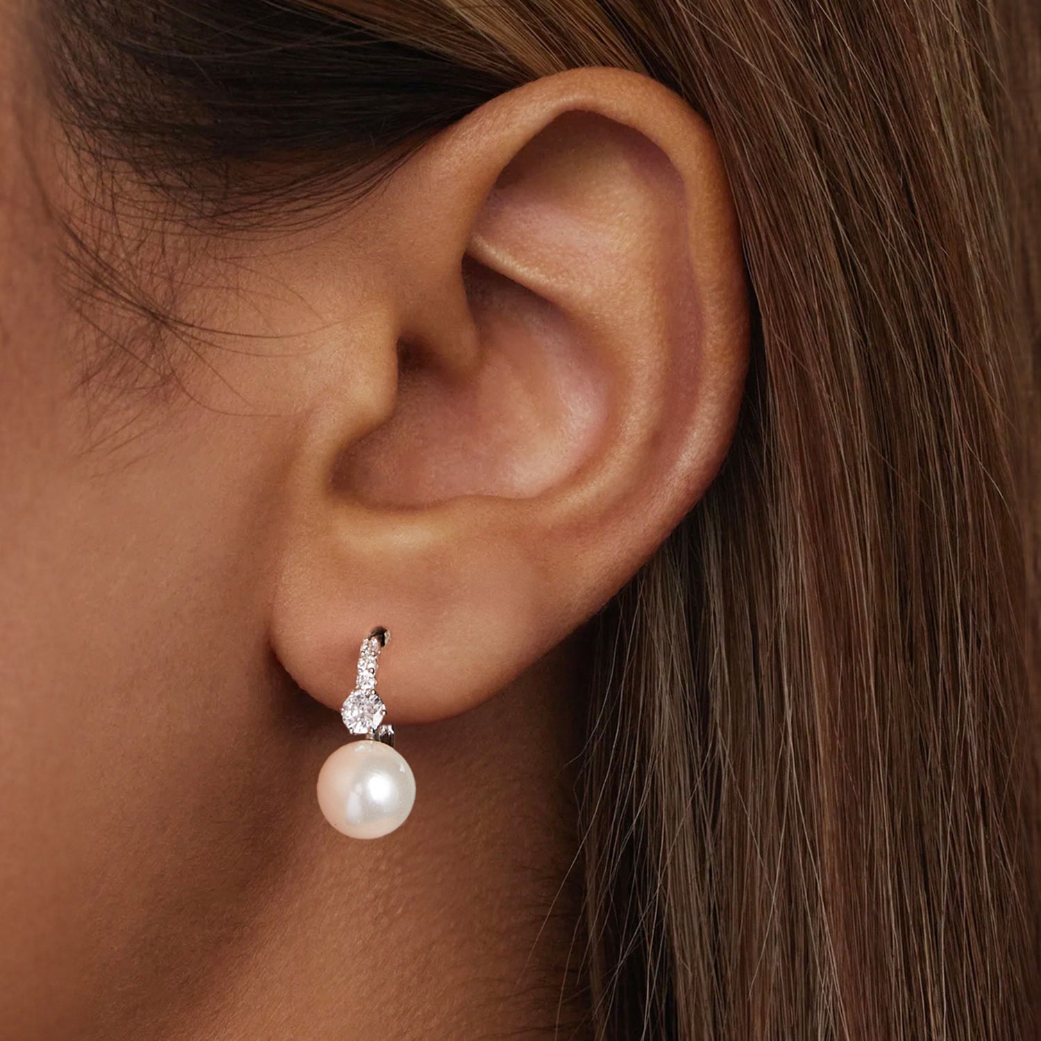 925 Sterling Silver Earrings with Quality Shell Pearl and CZ for Women  DestGlow