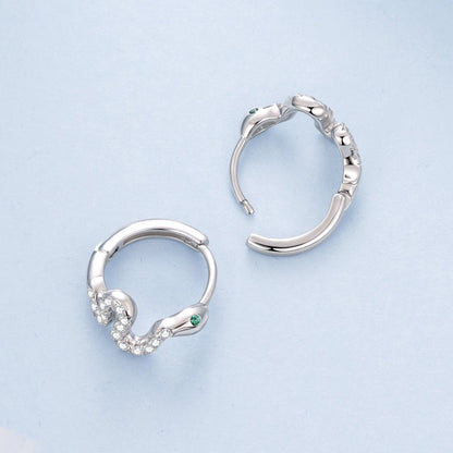 925 Sterling Silver Hoop Earrings with White Gold Plating and CZ Stones  DestGlow
