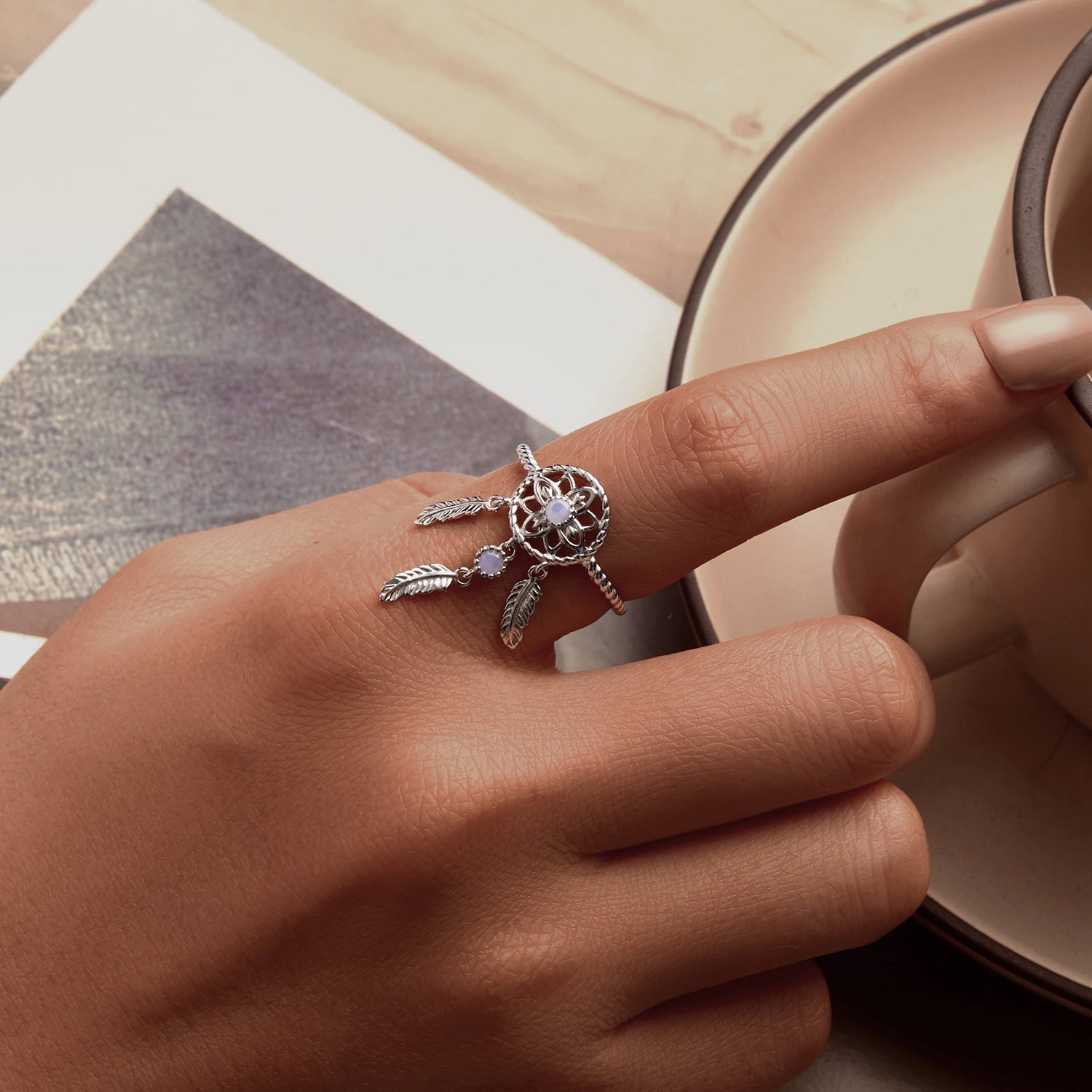 925 Sterling Silver Nano Opal Stone Ring for Women  DestGlow