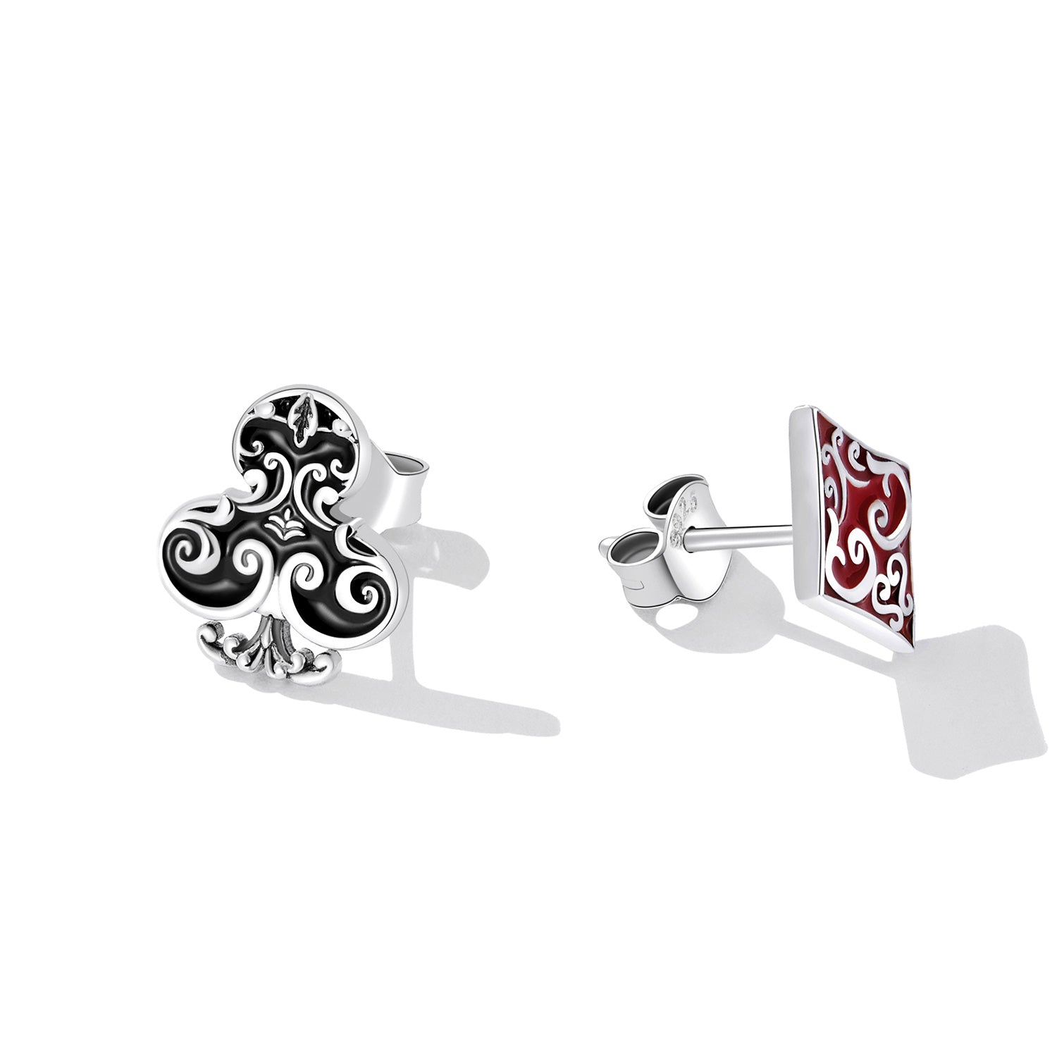 925 Sterling Silver Oxidized Enamel Plum Blossom Earrings for Women - 1.2 x 1.0 cm  DestGlow