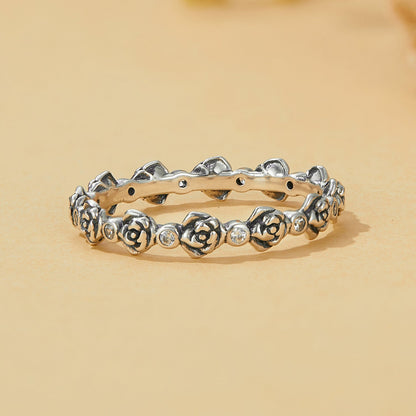 925 Sterling Silver Ring with Pavé Setting CZ - Size 6.0 - Oxidized Silver  DestGlow