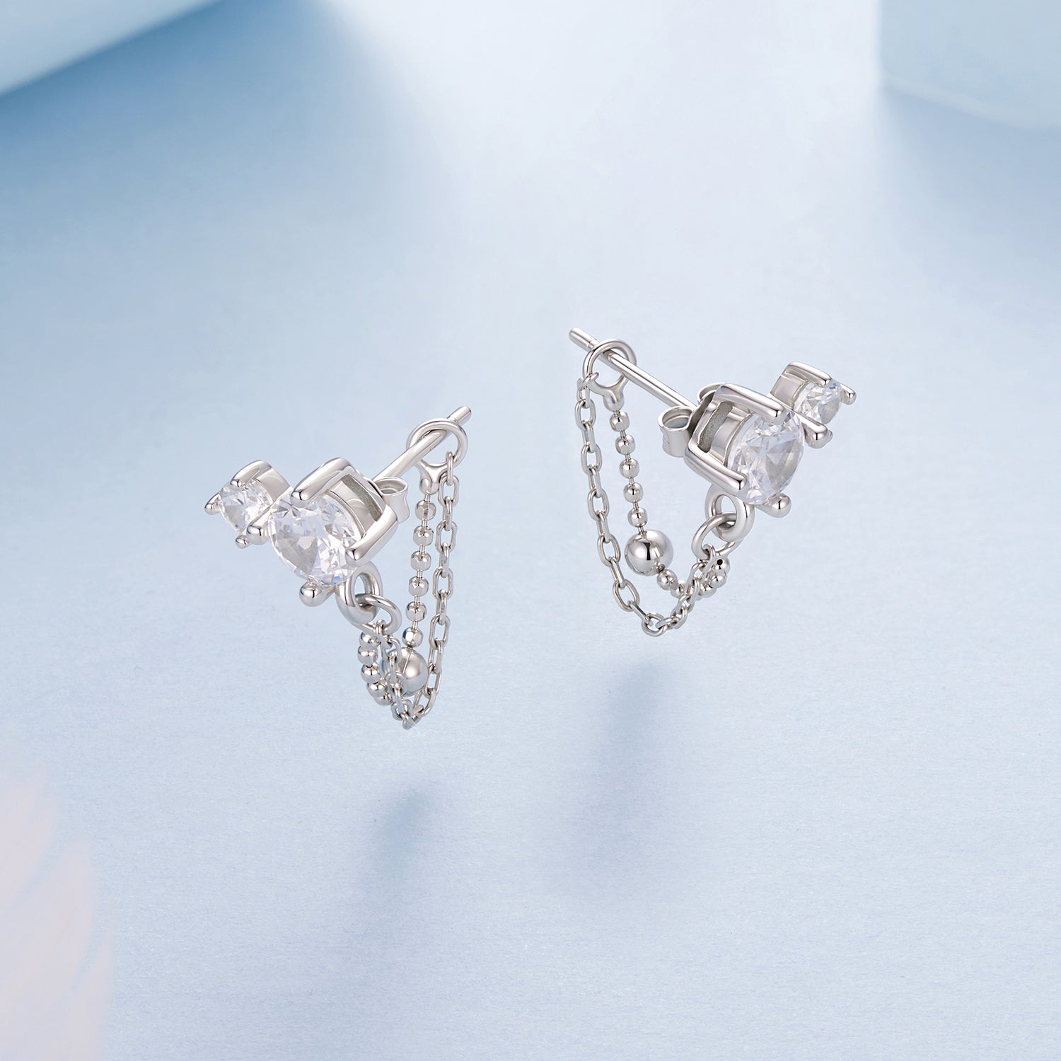 925 Sterling Silver White Gold Plated Pavé Setting CZ Earrings, 1.5cm for Women  DestGlow