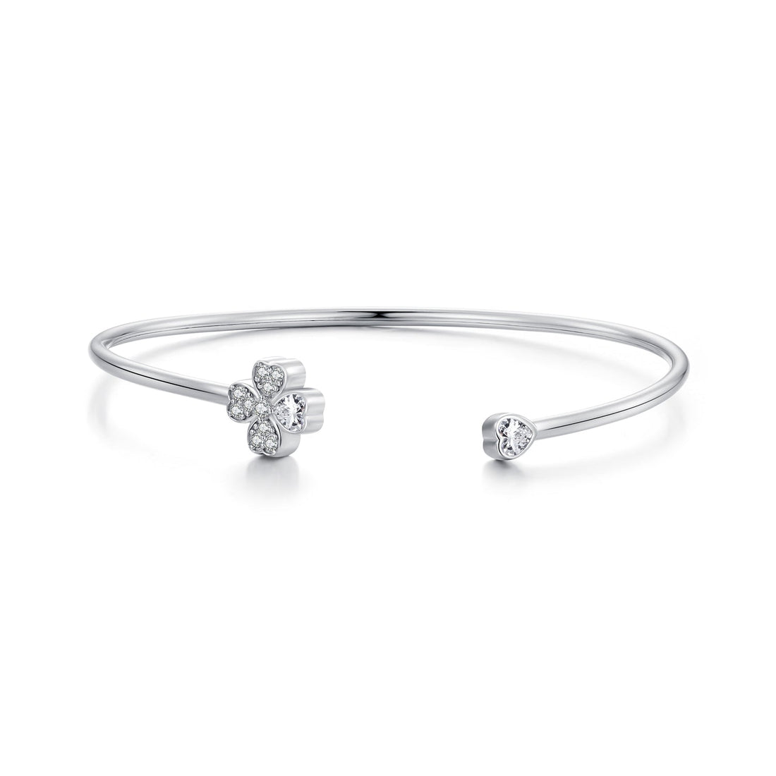 925 Sterling Silver Bracelet with Pavé Setting CZ, Inner Diameter 550mm, 2.0mm Wide, Unisex  DestGlow