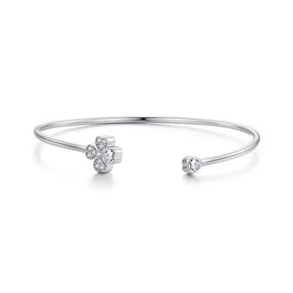 925 Sterling Silver Bracelet with Pavé Setting CZ, Inner Diameter 550mm, 2.0mm Wide, Unisex  DestGlow