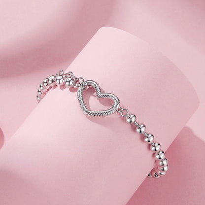 925 Sterling Silver 16+5cm White Gold Plated Heart Bracelet for Women  DestGlow