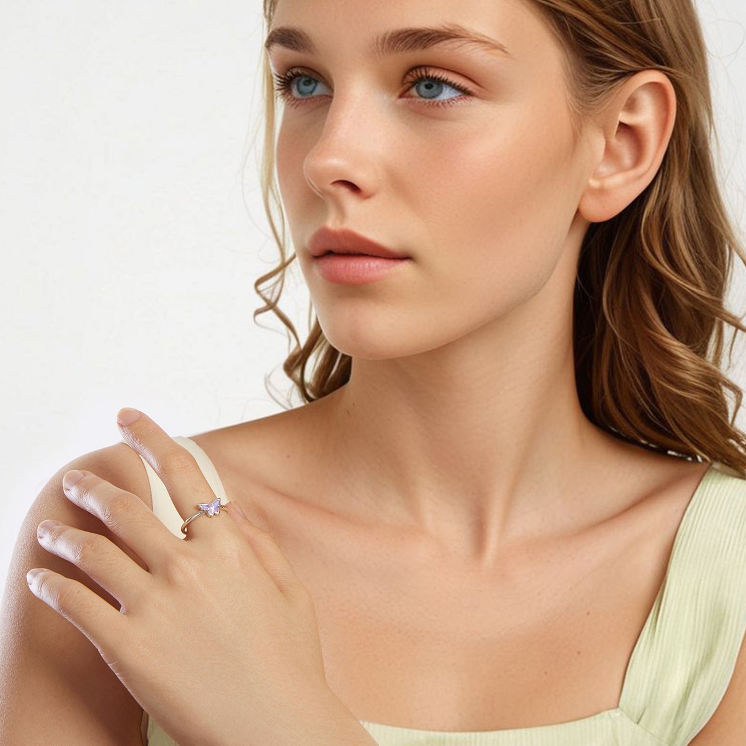 925 Sterling Silver Transparent Glass Pendant Rings for Women  DestGlow