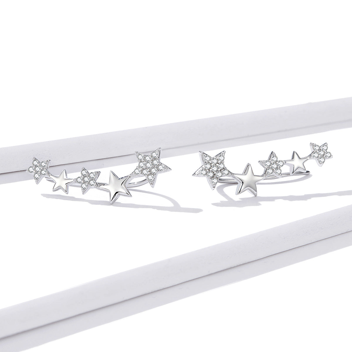 925 Sterling Silver Earrings with Plated Platinum and Pavé Setting CZ  DestGlow