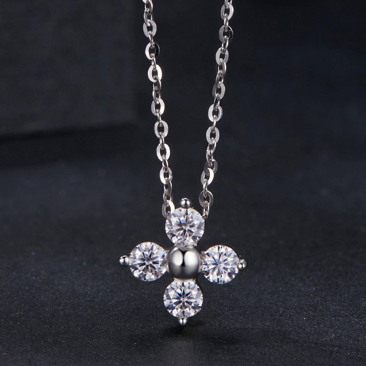 925 Sterling Silver &amp; White Gold Plated Moissanite Necklace 40+5cm for Women  DestGlow