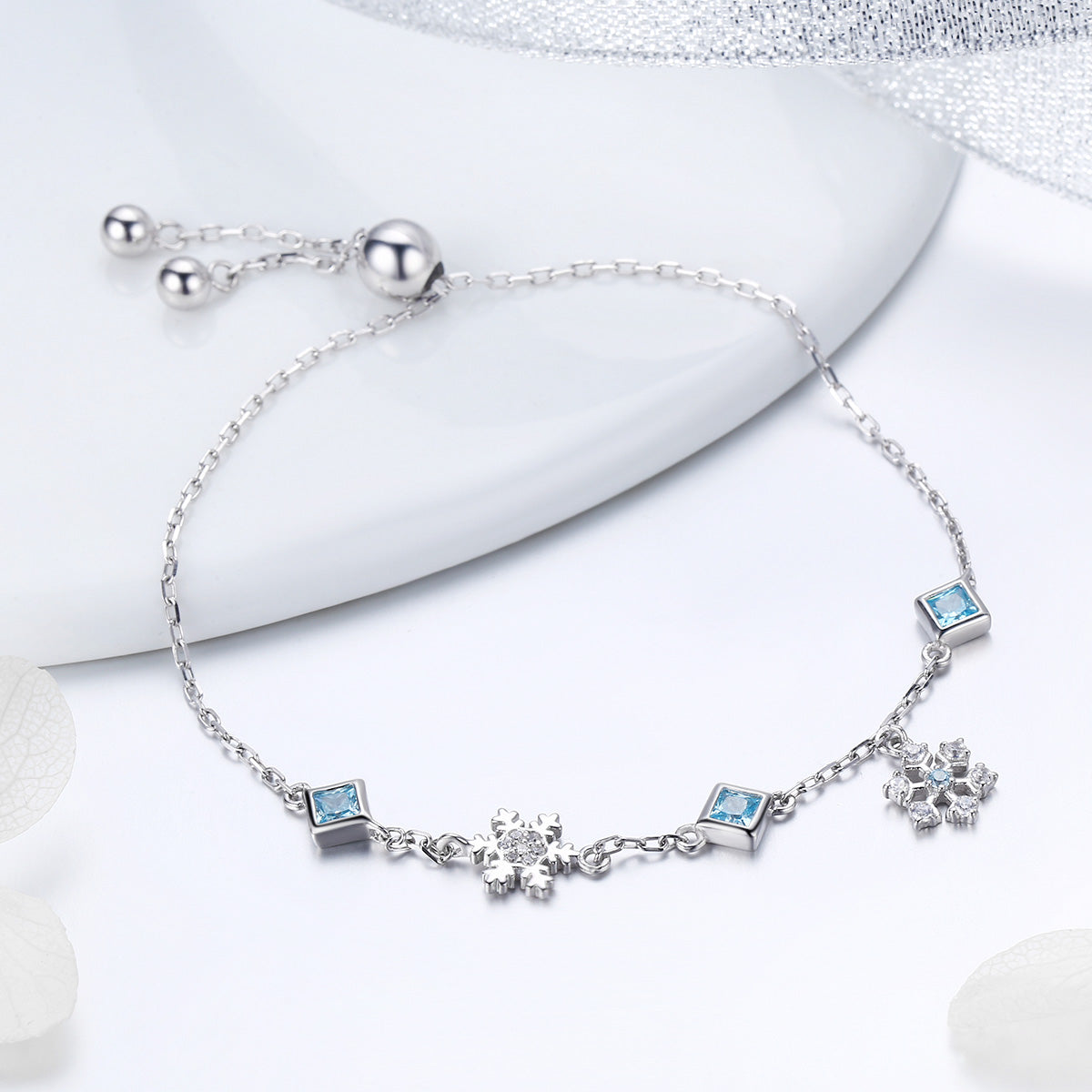 925 Sterling Silver Adjustable Bracelet for Women - 22cm  DestGlow