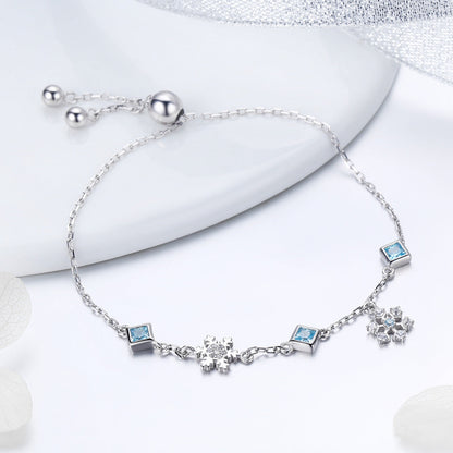 925 Sterling Silver Adjustable Bracelet for Women - 22cm  DestGlow