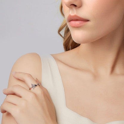 925 Sterling Silver Oxidized Glass Ring  DestGlow