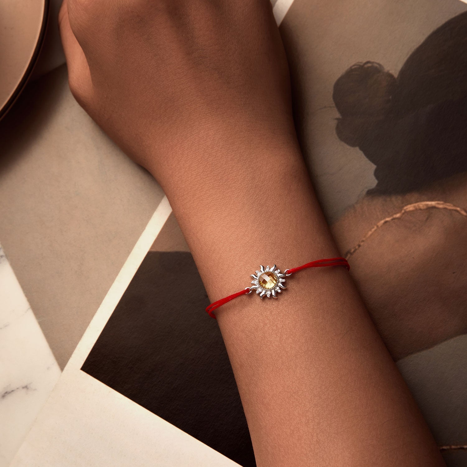 925 Sterling Silver Adjustable Length Bracelet with CZ and Glass Pendant for Women  DestGlow