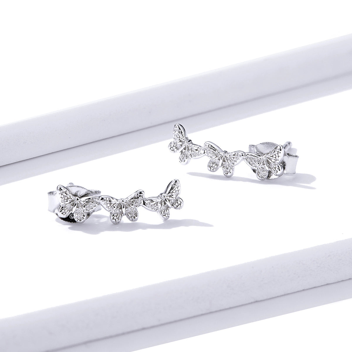 925 Sterling Silver Earrings - 1.4x0.5 cm - Platinum Plated for Women  DestGlow