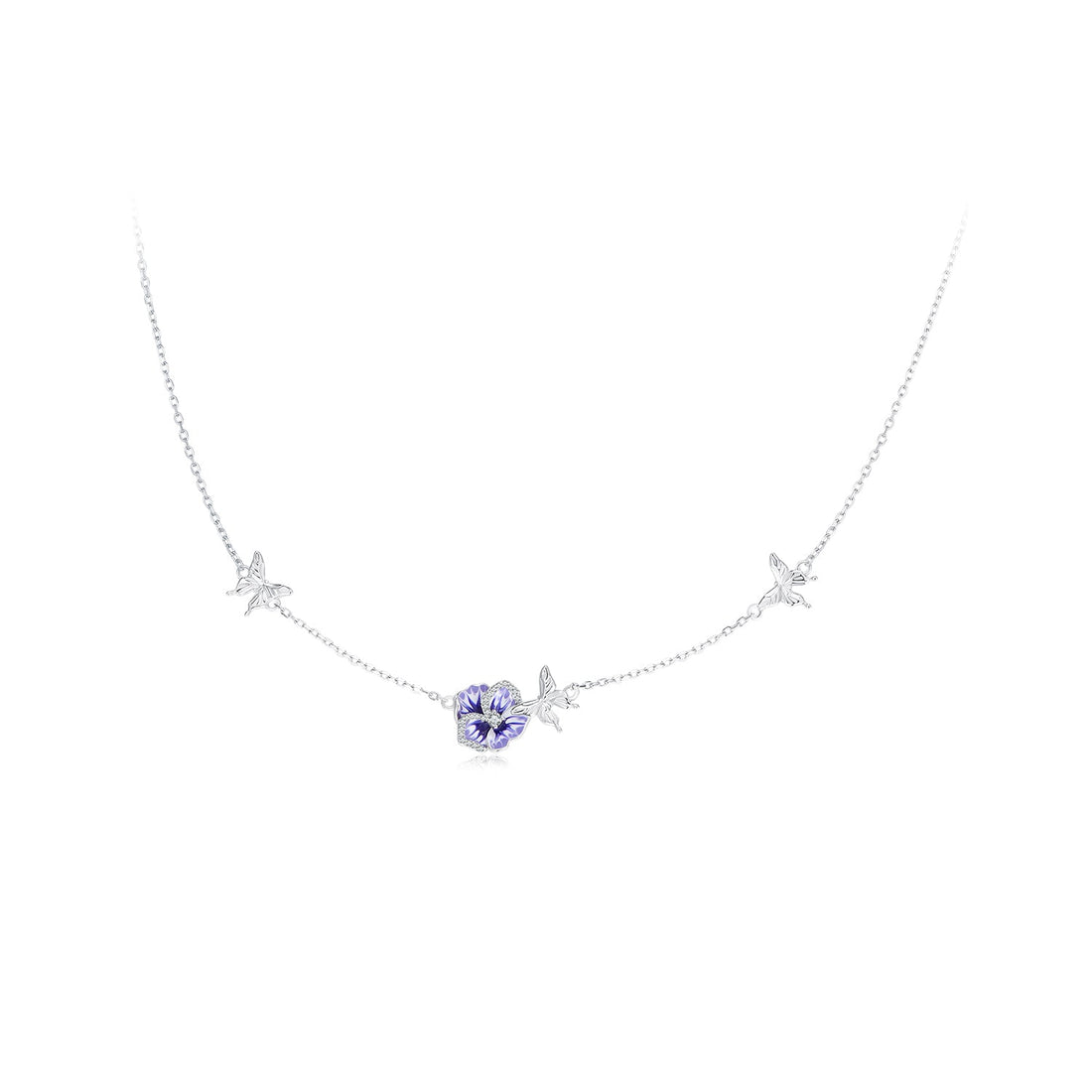 925 Sterling Silver Adjustable Length Necklace with Enamel, CZ Pendant for Women  DestGlow