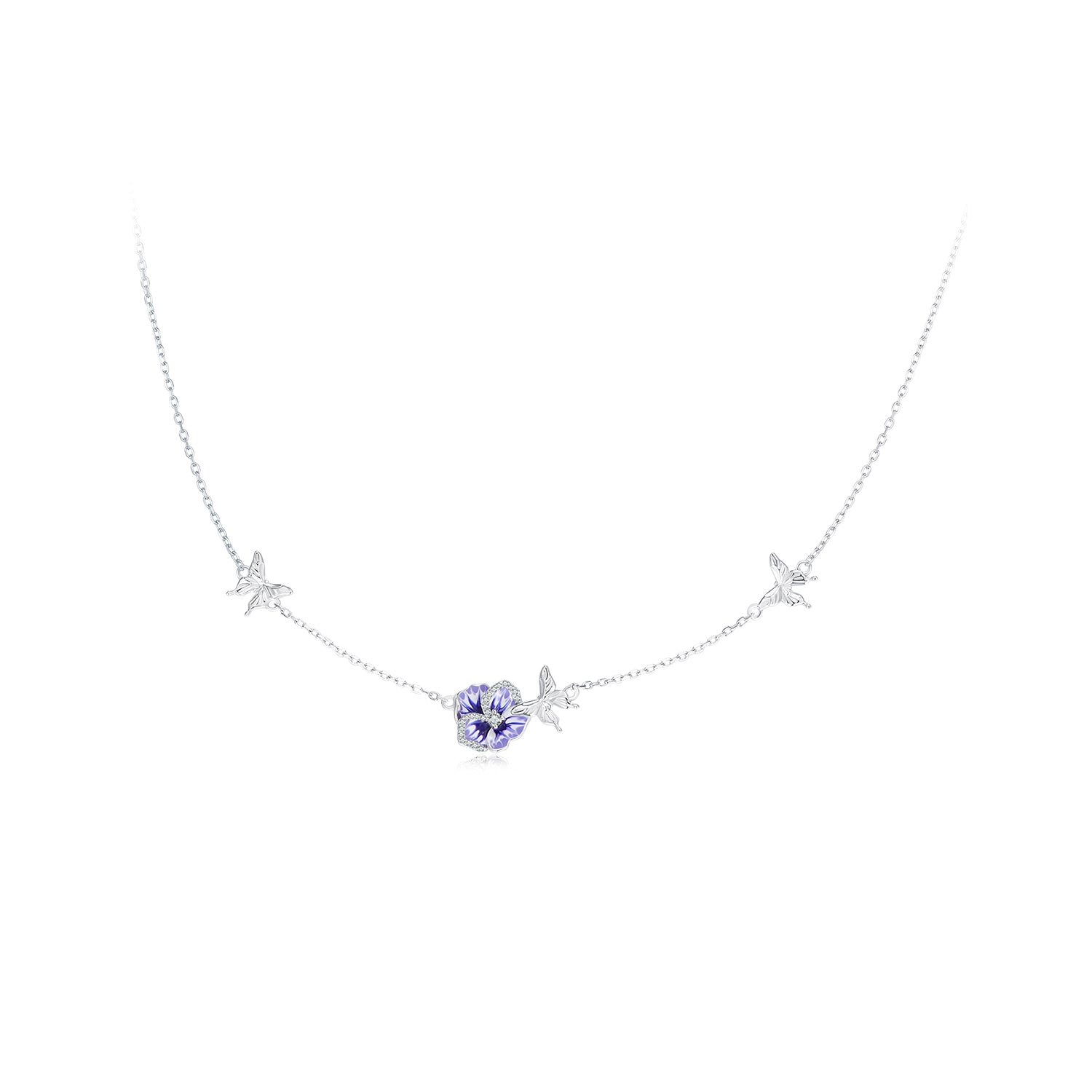 925 Sterling Silver Adjustable Length Necklace with Enamel, CZ Pendant for Women  DestGlow