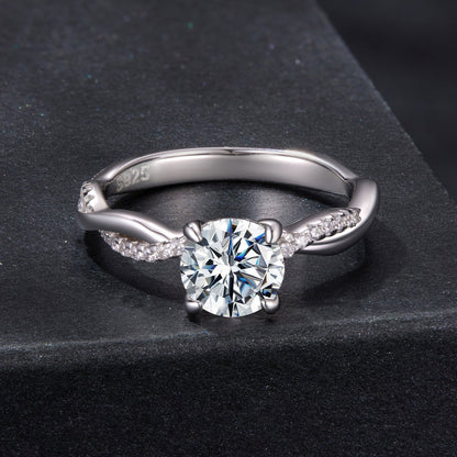 925 Sterling Silver Moissanite 0.65 Carat Ring Size 6 for Women
