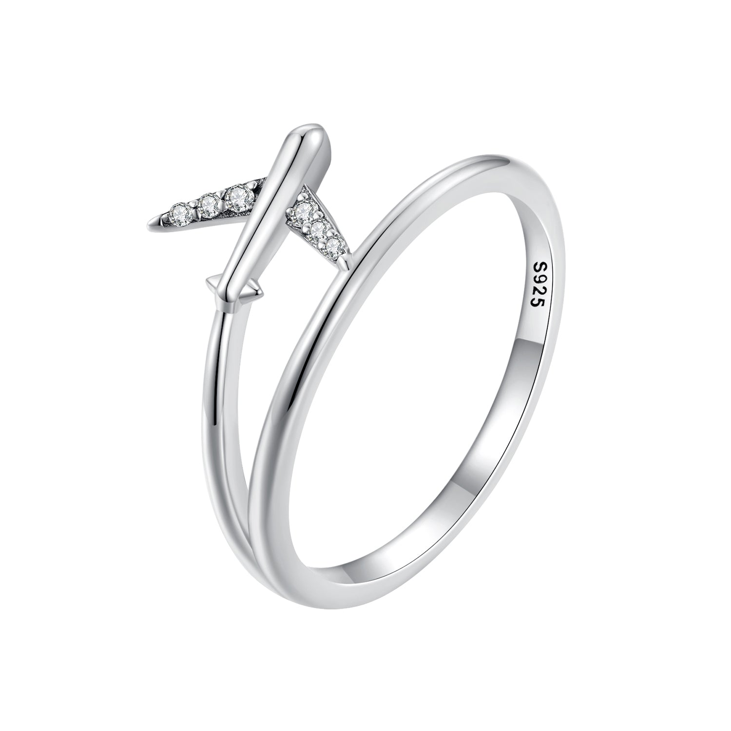 925 Sterling Silver Ring with Pavé Setting CZ, Size 6.0, Oxidized Finish for Women  DestGlow
