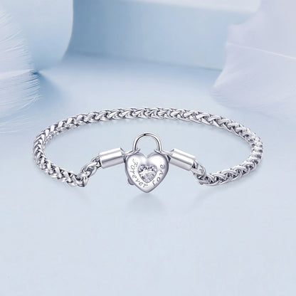 925 Sterling Silver Bracelet with CZ in Pavé Setting, 17.0 Size, Platinum Plated for Women  DestGlow