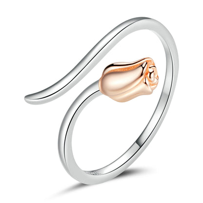 925 Sterling Silver Ring with Rose Gold and Platinum Plating, 0.4*0.6cm for Women by Bids.com