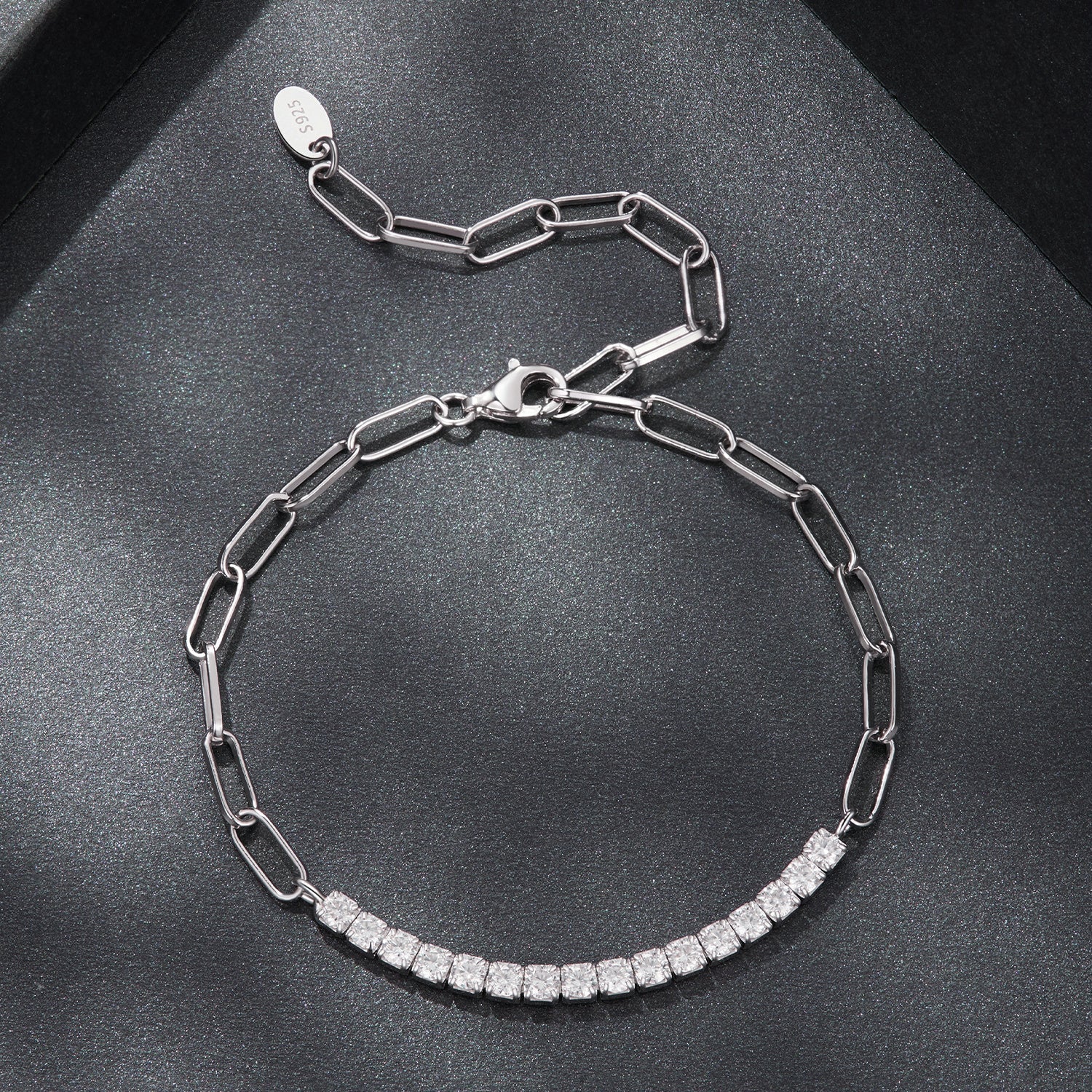 925 Sterling Silver + Moissanite White Gold 21cm Bracelet for Women  DestGlow